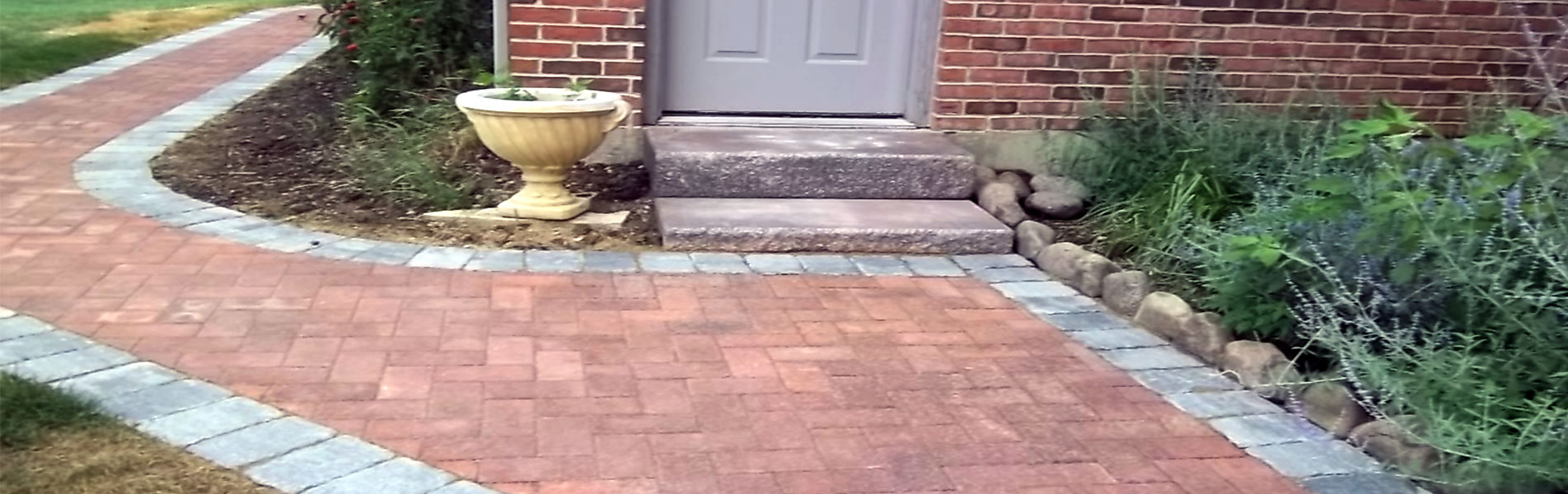 Brick paver walkway front entry Woodstock IL